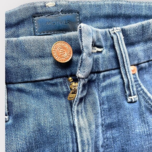 Mother Size 24 Blue Walking on Coals High Waisted Looker Ankle Fray Jeans - Picture 6 of 11